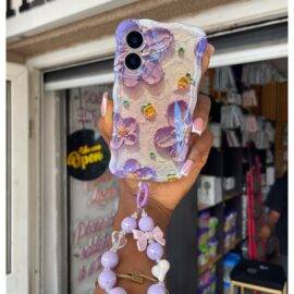 PURPLE WIGGLY FLOWER IMD WITH CHARM CASE Camera protector case PHONE CASES