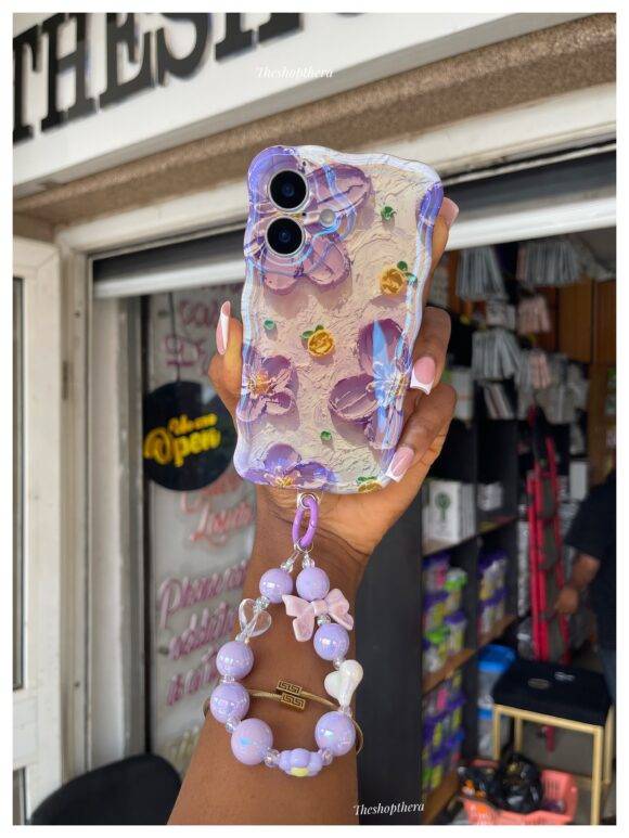 PURPLE WIGGLY FLOWER IMD WITH CHARM CASE Camera protector case PHONE CASES 2