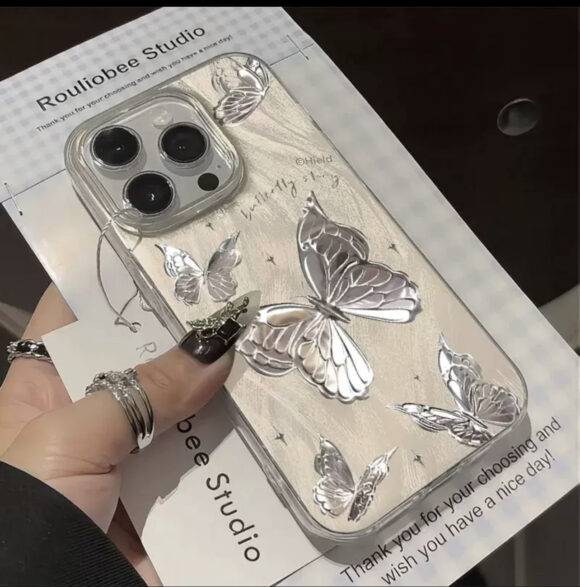 SILVER HOLO BUTTERFLY CASE Basic Protection PHONE CASES 2