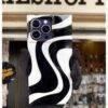 BLACK WHITE SWIRL SQUARE CASE Black and white case PHONE CASES 11