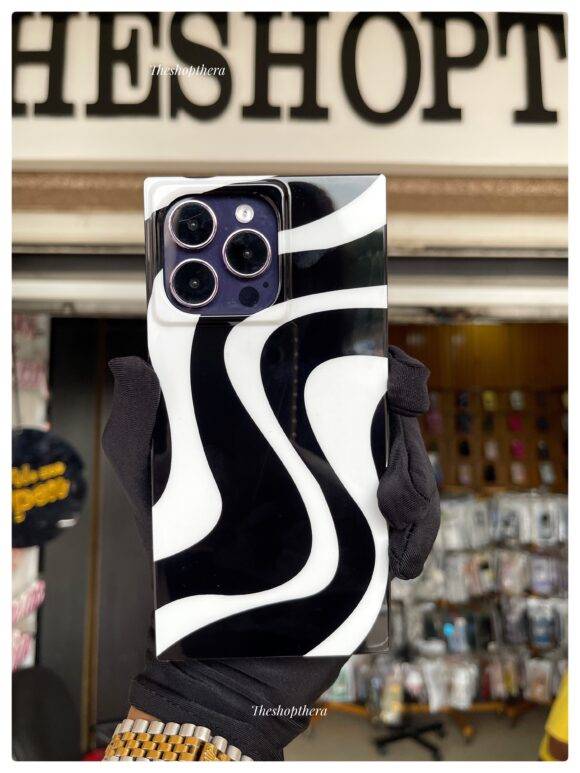 BLACK WHITE SWIRL SQUARE CASE Black and white case PHONE CASES 2