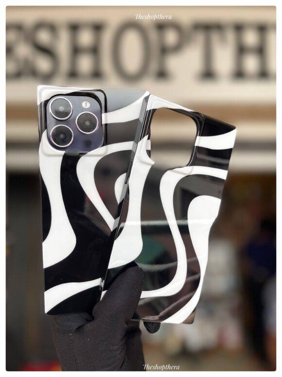 BLACK WHITE SWIRL SQUARE CASE Black and white case PHONE CASES 8