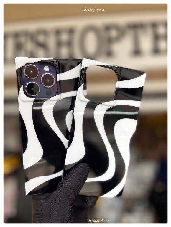 BLACK WHITE SWIRL SQUARE CASE Black and white case PHONE CASES 10