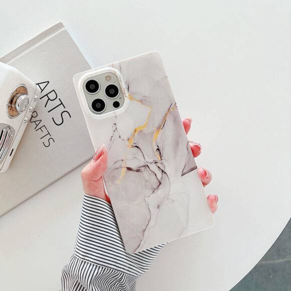 WHITE GREY SQUARE MARBLE CASE Black and white case PHONE CASES 2