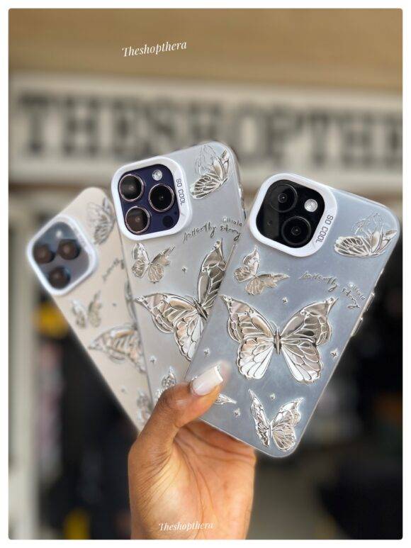 SILVER HOLO BUTTERFLY CASE Basic Protection PHONE CASES 7