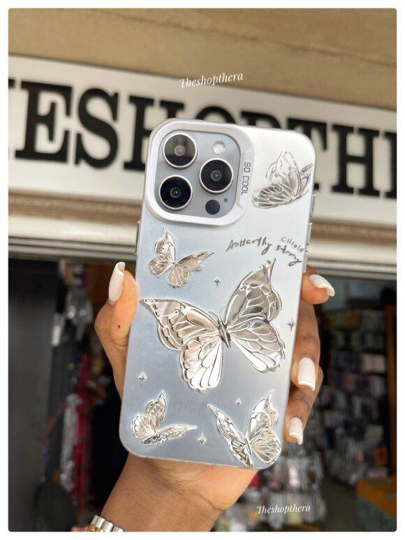 SILVER HOLO BUTTERFLY CASE Basic Protection PHONE CASES 9