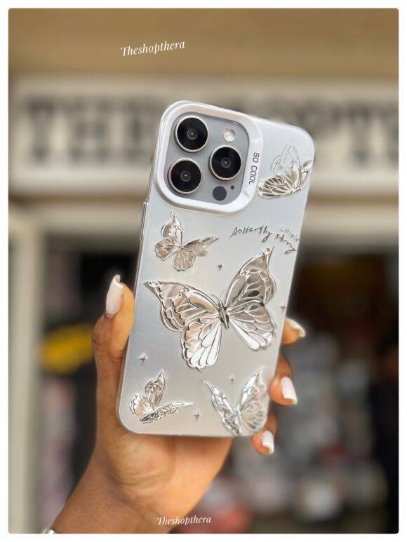 SILVER HOLO BUTTERFLY CASE Basic Protection PHONE CASES 4