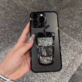 BLACK GLITTER CUP Black case IPHONE 2