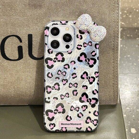 SILVER CHEETAH BOW CASE 3d case PHONE CASES 3