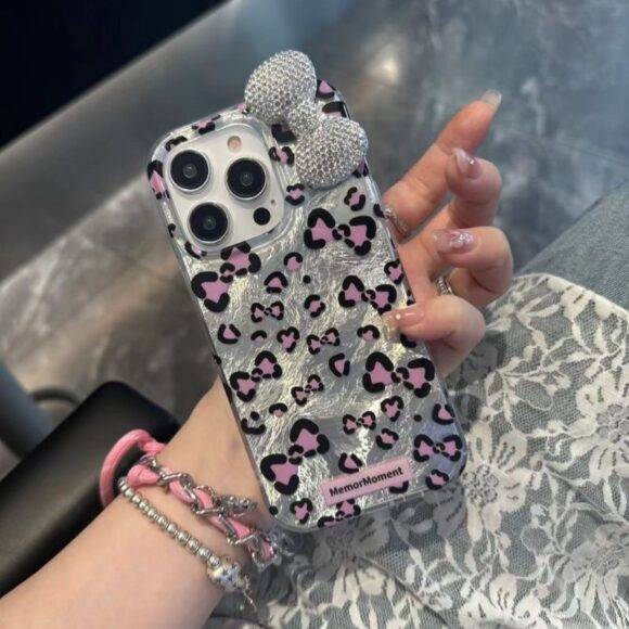 SILVER CHEETAH BOW CASE 3d case PHONE CASES 2