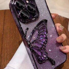 PURPLE GLITTER  BUTTERFLY Cute case PHONE CASES