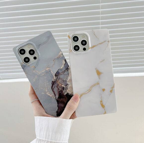 WHITE GOLD SQUARE MARBLE CASE Blue case PHONE CASES 4