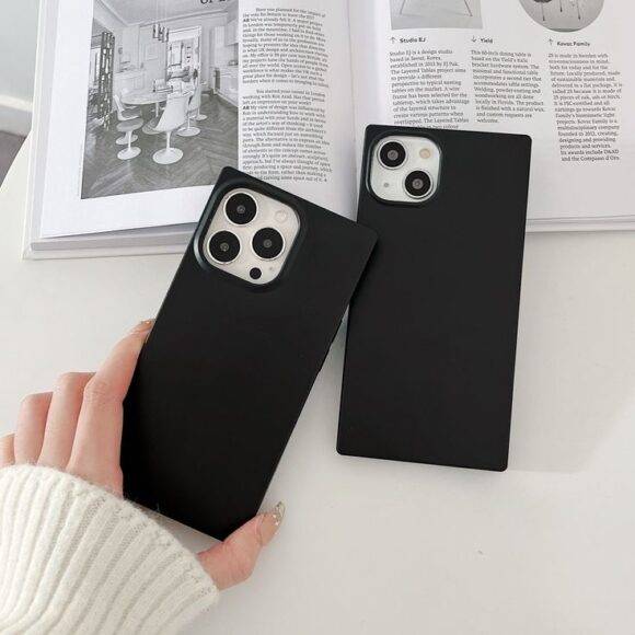 BLACK PLAIN SQUARE CASE Black case PHONE CASES 3