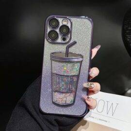 PURPLE GLITTER  CUP Cute case PHONE CASES