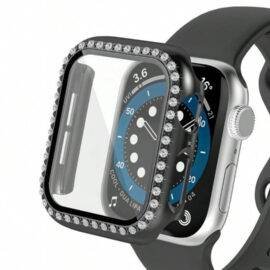 BLACK SINGLE ROW STONED OPEN WATCH PROTECTOR BLACK SINGLE ROW STONED OPEN WATCH PROTECTOR