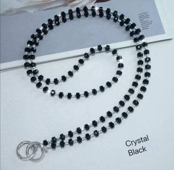 BLACK GEM LONG PHONE CHARM
