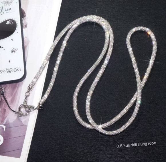 SILVER GLITTER LONG LANYARD