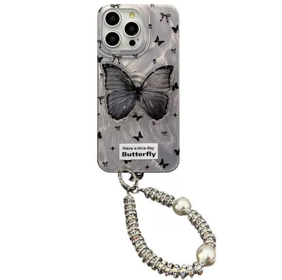 BLACK SWIRL BUTTERFLY PRINT POPSOCKET AND CHARM - Image 6