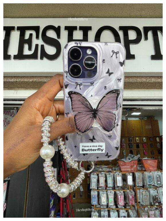 BLACK SWIRL BUTTERFLY PRINT POPSOCKET AND CHARM - Image 12