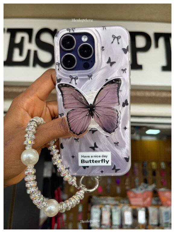 BLACK SWIRL BUTTERFLY PRINT POPSOCKET AND CHARM - Image 16