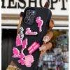 BLACK PINK BARBIE STICK ON 14PRO/15PRO