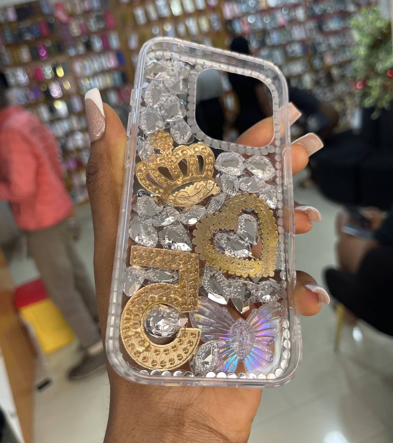 SILVER CROWN 5 BEADED RHINESTONE CASE - Image 6