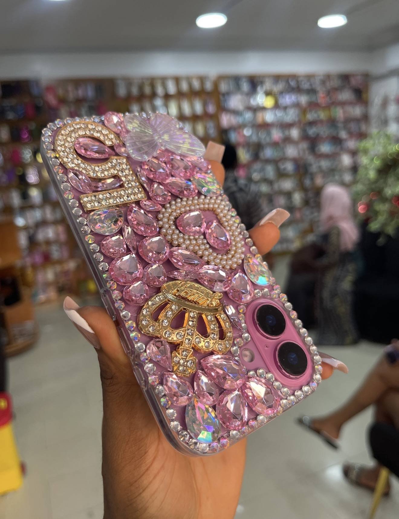 PINK CROWN 5 BEADED RHINESTONE CASE - Image 8