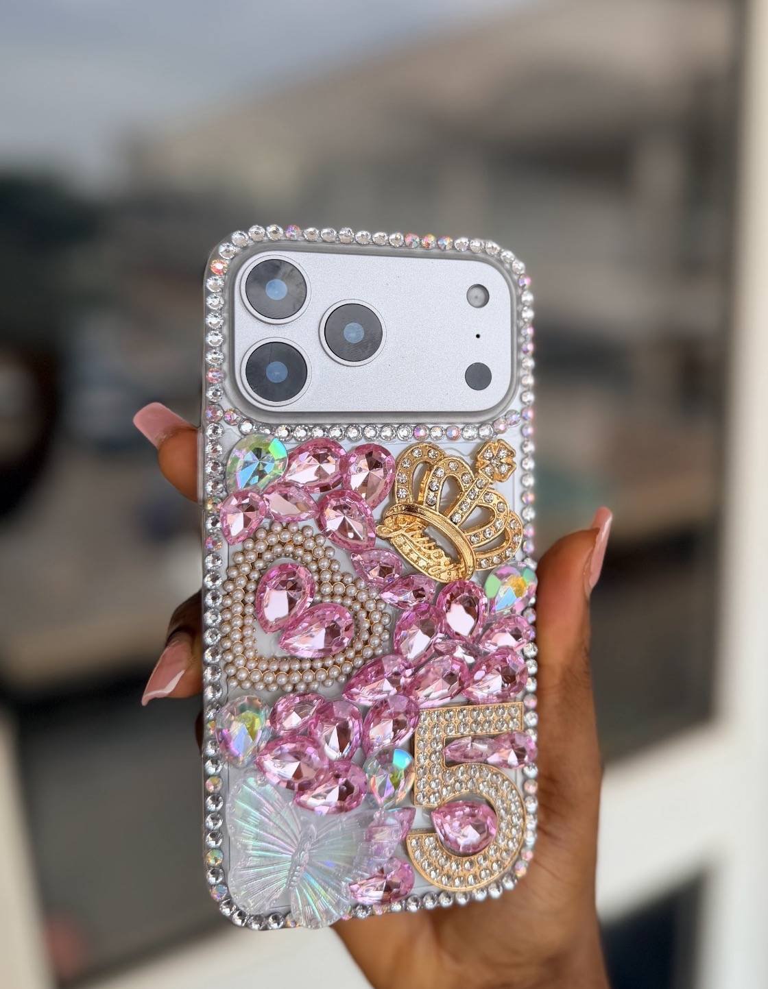 PINK CROWN 5 BEADED RHINESTONE CASE - Image 10