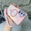 PINK HOLO MAGSAFE LANYARD SAMSUNG CASE