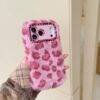 PINK LEOPARD FUR PUFF CHARM CASE