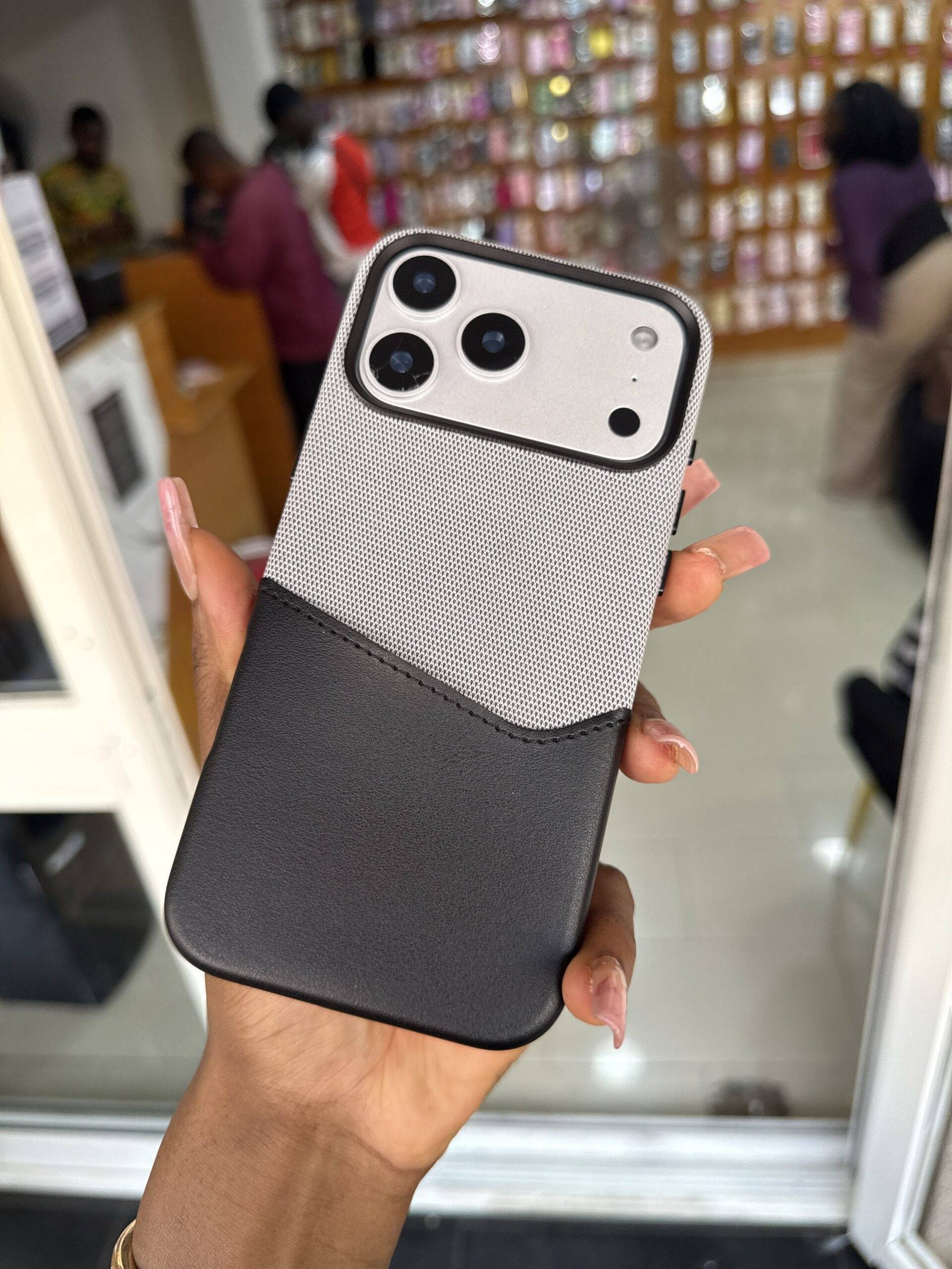 GREY SUEDE HALF CUT WALLET