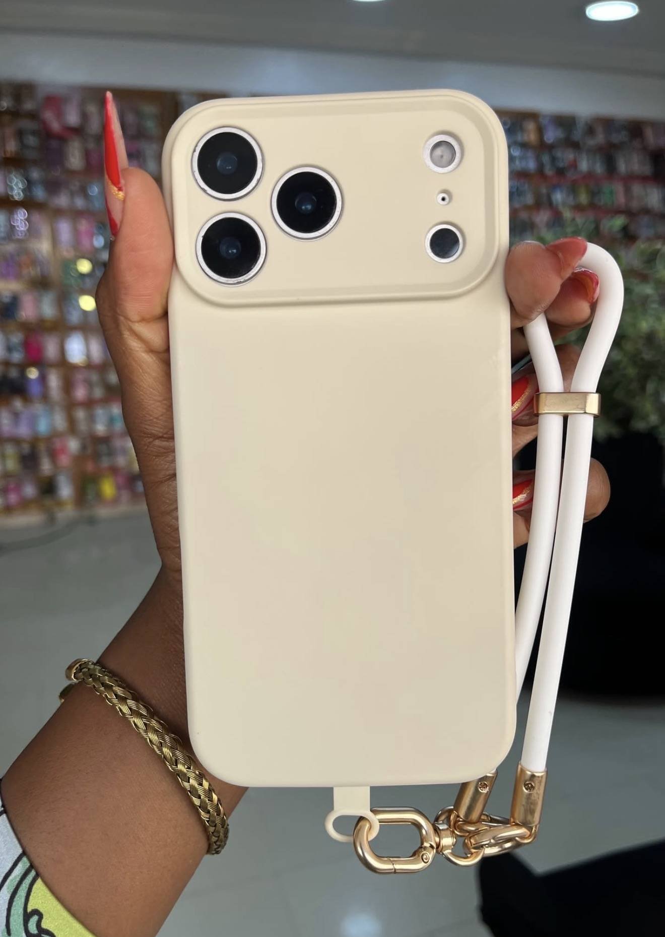 WHITE CAMERA HOLE SILICONE LANYARD CASE - Image 2