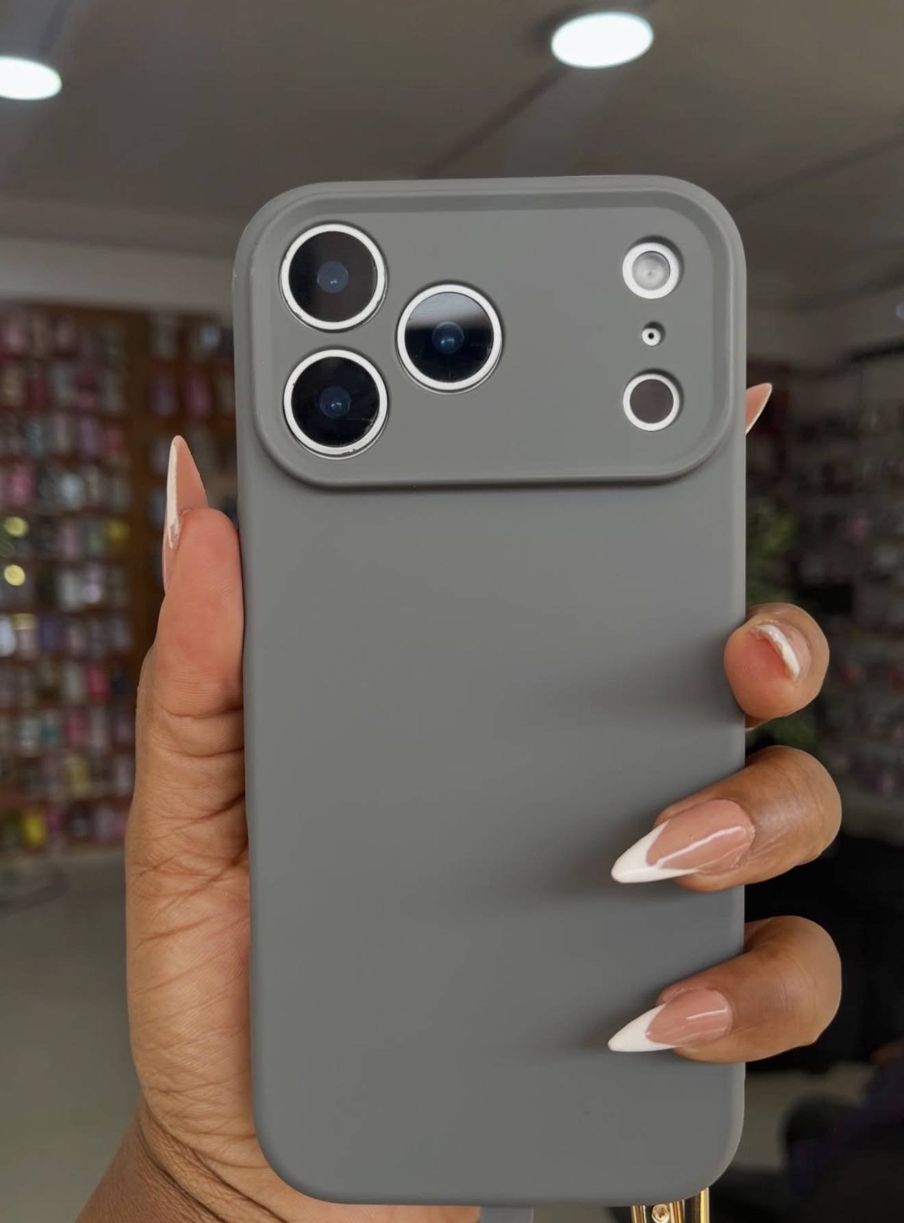 GREY CAMERA HOLE SILICONE LANYARD CASE
