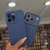 BLUE CAMERA HOLE SILICONE LANYARD CASE