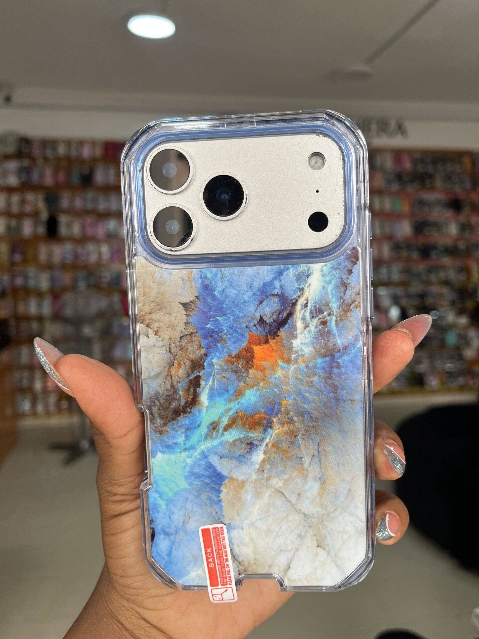 BLUE CRACKED 3IN1 MARBLE CASE - Image 4
