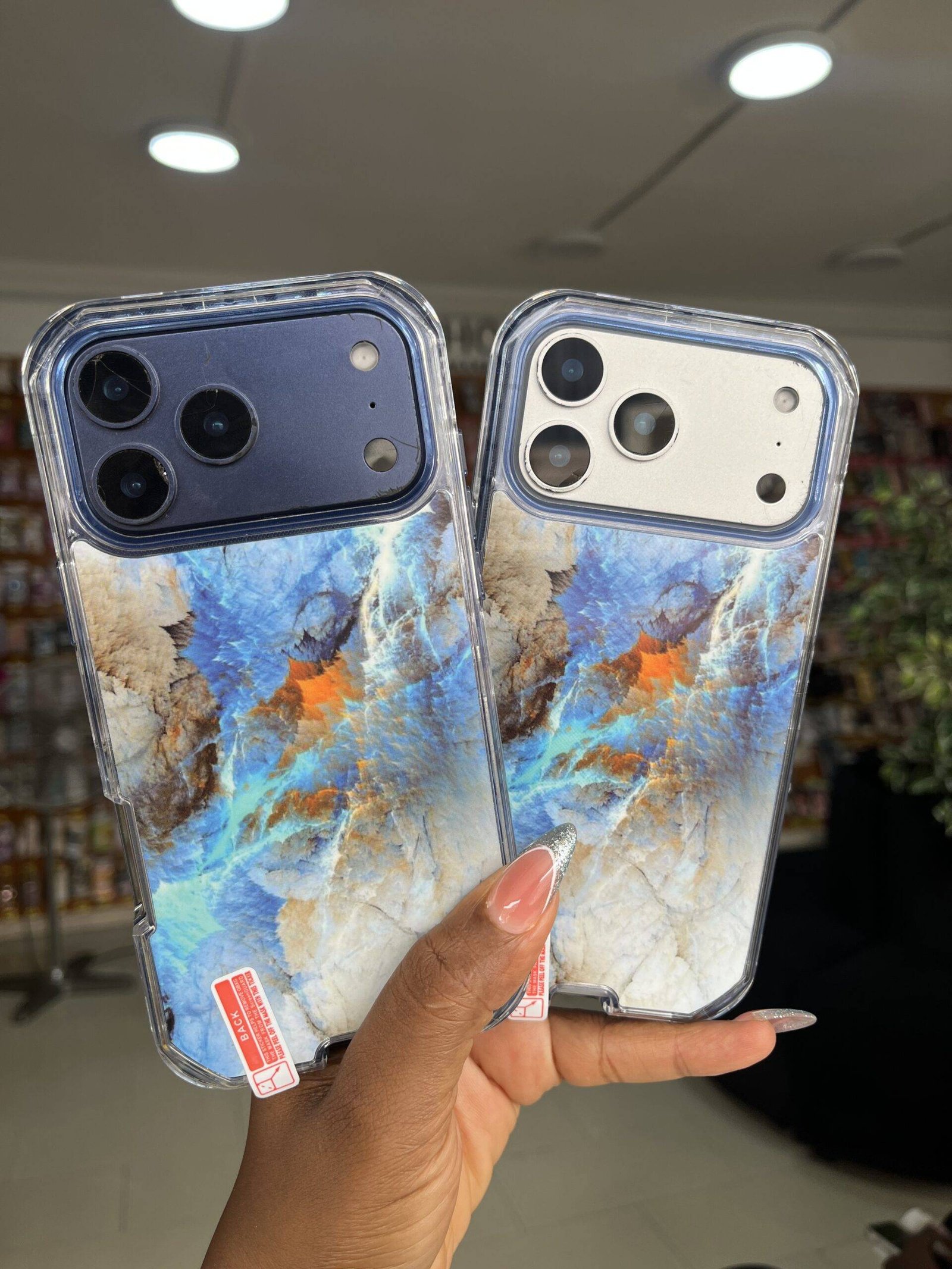 BLUE CRACKED 3IN1 MARBLE CASE - Image 5