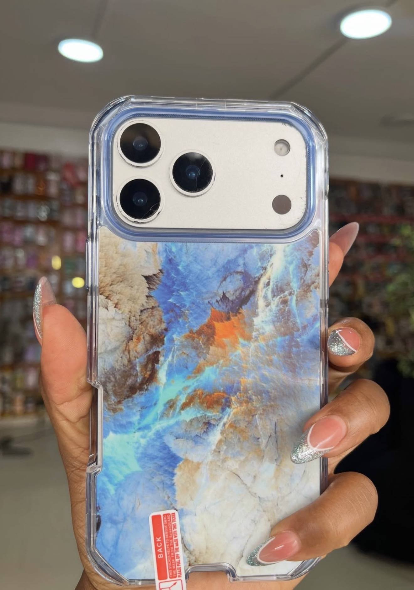 BLUE CRACKED 3IN1 MARBLE CASE - Image 3