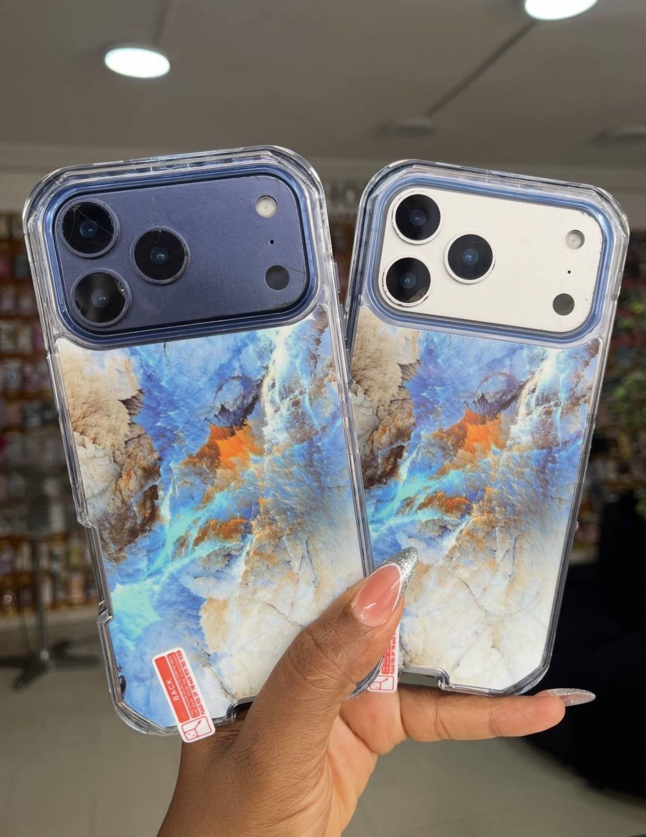 BLUE CRACKED 3IN1 MARBLE CASE