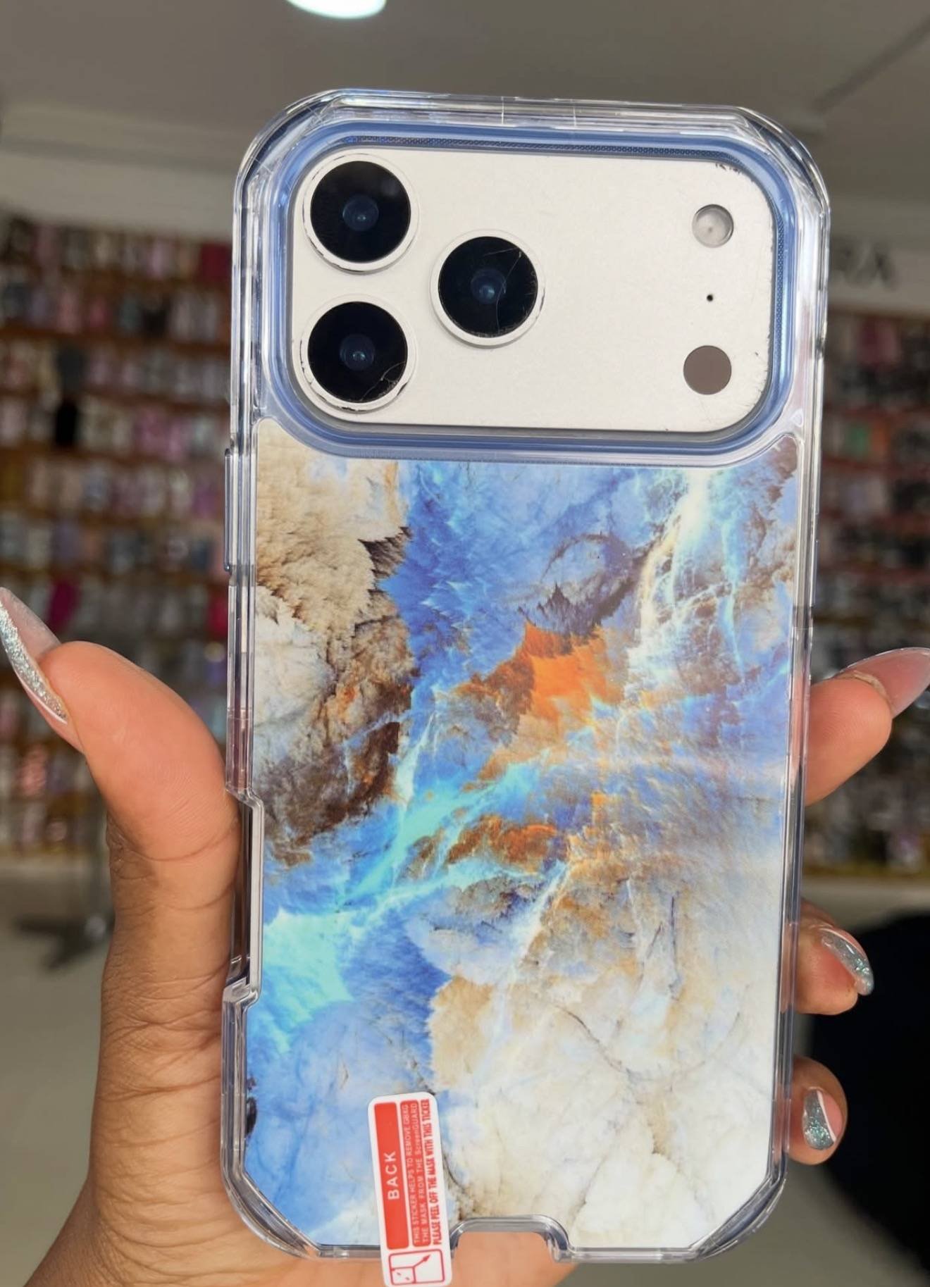 BLUE CRACKED 3IN1 MARBLE CASE - Image 2