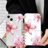 PINK 3D FLORAL FLIP CASE