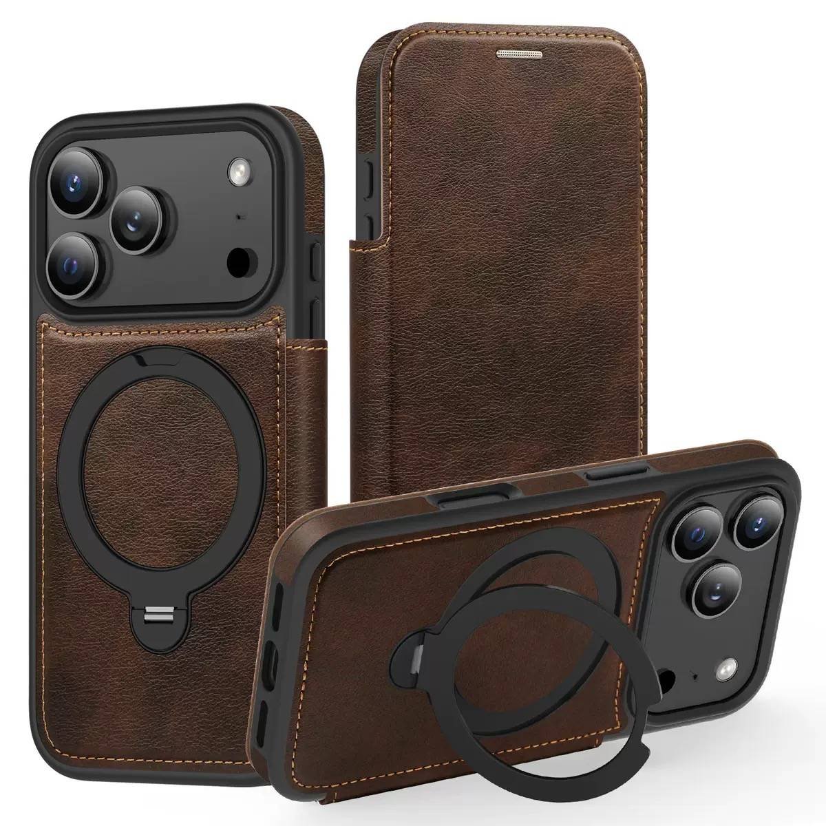 COFFEE BROWN FLIP LEATHER MAGSAFE SAMSUNG CASE