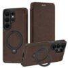 COFFEE BROWN FLIP LEATHER MAGSAFE SAMSUNG CASE