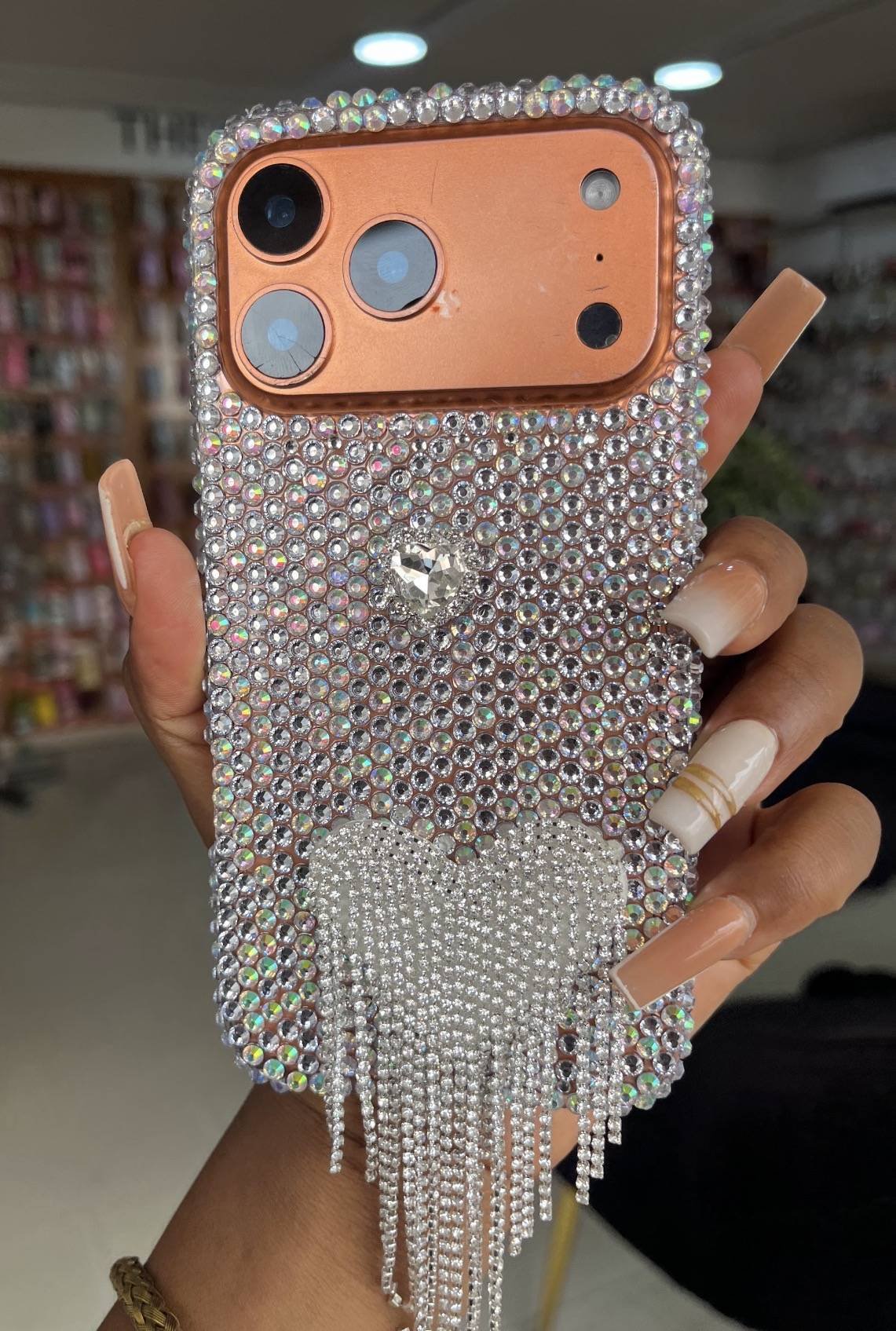 SILVER STUDDED FRINGES CASE
