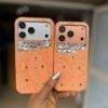ORANGE BEADED CROCS LEATHER CASE
